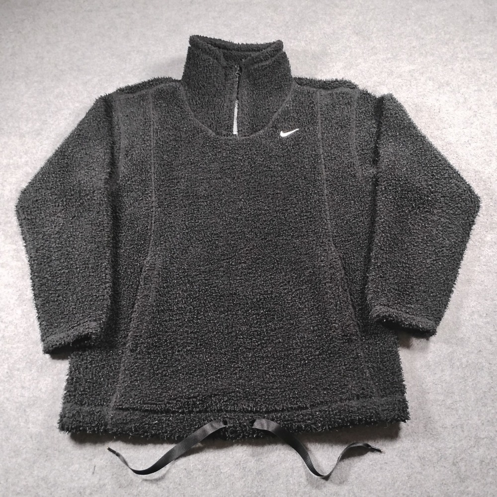 Nike Therma-FIT Womens Black Sherpa Fleece Quarter Zip Pullover Size XS
